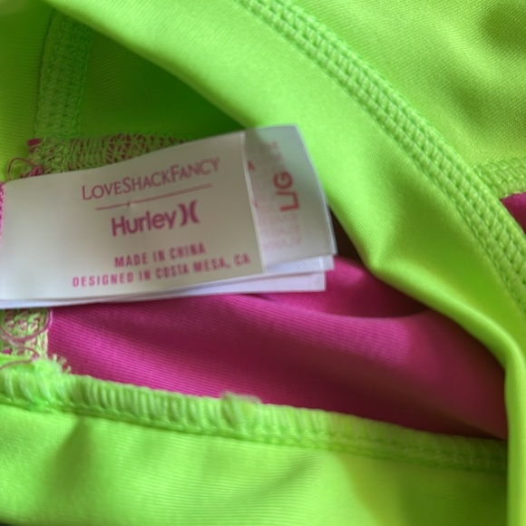 Loveshackfancy X Hurley Cheeky Surf Suit Magenta & Lime Green Sz L NWT - Picture 8 of 8